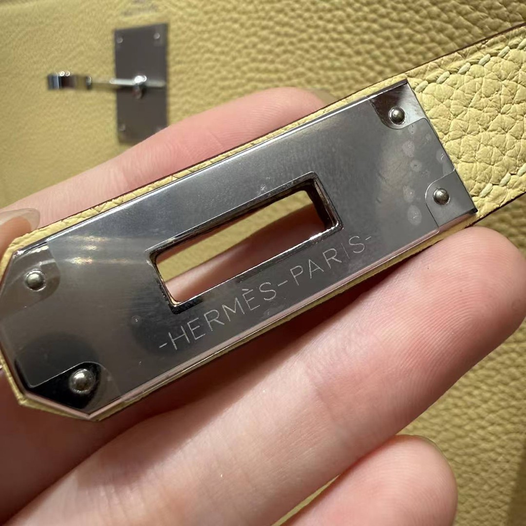 Hermes Kelly 32 Bag Handmade In Togo Calfskin Leather Silver Hardware 1Z Jaume Poussin - Image 16