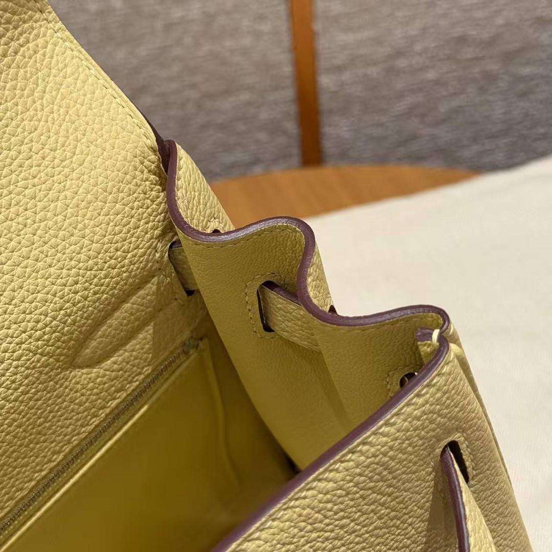Hermes Kelly 32 Bag Handmade In Togo Calfskin Leather Silver Hardware 1Z Jaume Poussin - Image 11