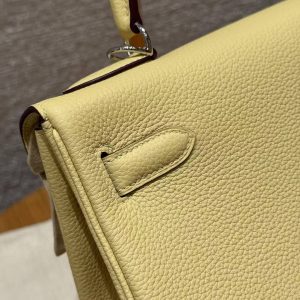 Hermes Kelly 32 Bag Handmade In Togo Calfskin Leather Silver Hardware 1Z Jaume Poussin - Image 8
