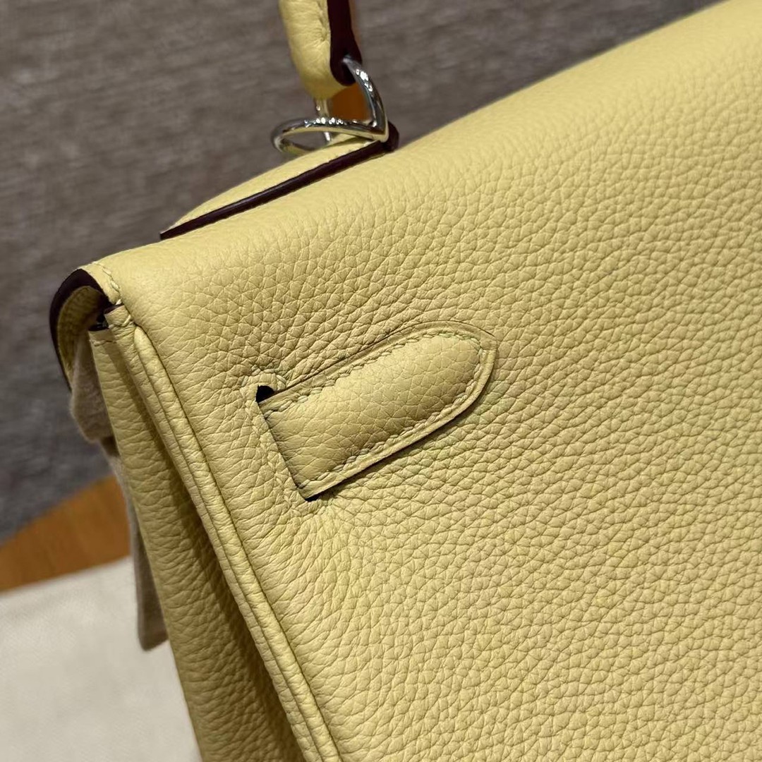 Hermes Kelly 32 Bag Handmade In Togo Calfskin Leather Silver Hardware 1Z Jaume Poussin - Image 8