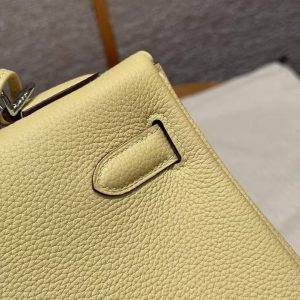 Hermes Kelly 32 Bag Handmade In Togo Calfskin Leather Silver Hardware 1Z Jaume Poussin - Image 7