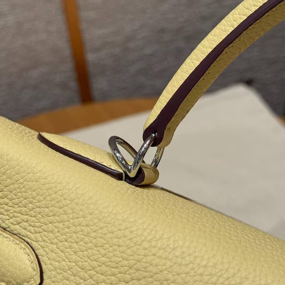 Hermes Kelly 32 Bag Handmade In Togo Calfskin Leather Silver Hardware 1Z Jaume Poussin - Image 6