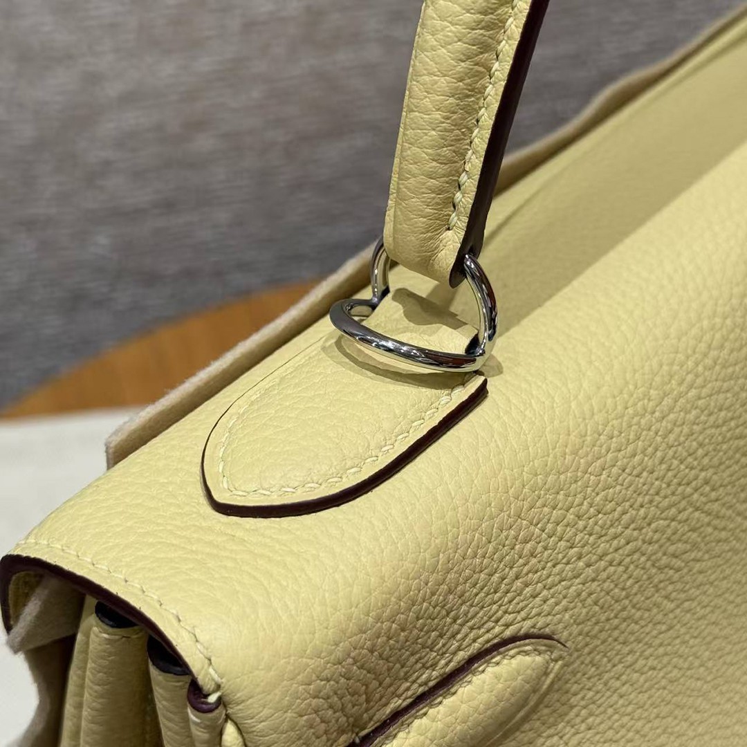 Hermes Kelly 32 Bag Handmade In Togo Calfskin Leather Silver Hardware 1Z Jaume Poussin - Image 5