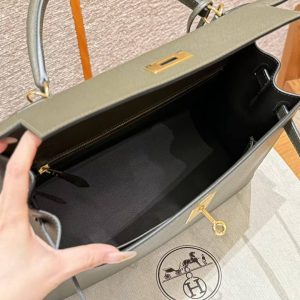 Hermes Kelly 32 Bag Handmade In Epsom Calfskin Leather Gold Hardware 2Q Vert Anglais - Image 10