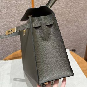 Hermes Kelly 32 Bag Handmade In Epsom Calfskin Leather Gold Hardware 2Q Vert Anglais - Image 8