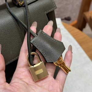 Hermes Kelly 32 Bag Handmade In Epsom Calfskin Leather Gold Hardware 2Q Vert Anglais - Image 6