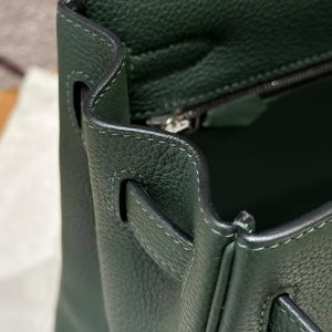 Hermes Kelly 32 Bag Handmade In Togo Calfskin Leather Silver Hardware 2Q Vert Anglais - Image 12