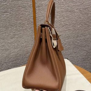 Hermes Kelly 32 Bag Handmade In Togo Calfskin Leather Gold Hardware 37 Gold - Image 19
