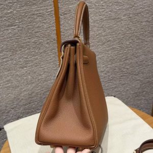 Hermes Kelly 32 Bag Handmade In Togo Calfskin Leather Gold Hardware 37 Gold - Image 18