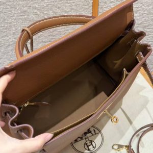 Hermes Kelly 32 Bag Handmade In Togo Calfskin Leather Gold Hardware 37 Gold - Image 16