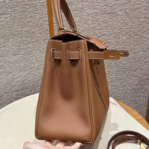 Hermes Kelly 32 Bag Handmade In Togo Calfskin Leather Gold Hardware 37 Gold - Image 12