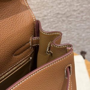 Hermes Kelly 32 Bag Handmade In Togo Calfskin Leather Gold Hardware 37 Gold - Image 11