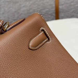Hermes Kelly 32 Bag Handmade In Togo Calfskin Leather Gold Hardware 37 Gold - Image 7