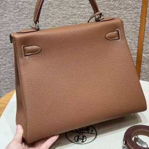 Alternative view of Hermes Kelly 32 Bag Handmade In Togo Calfskin Leather Silver Hardware 37 Gold