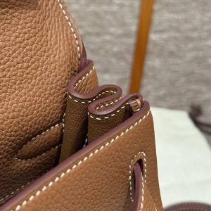 Hermes Kelly 32 Bag Handmade In Togo Calfskin Leather Silver Hardware 37 Gold - Image 18