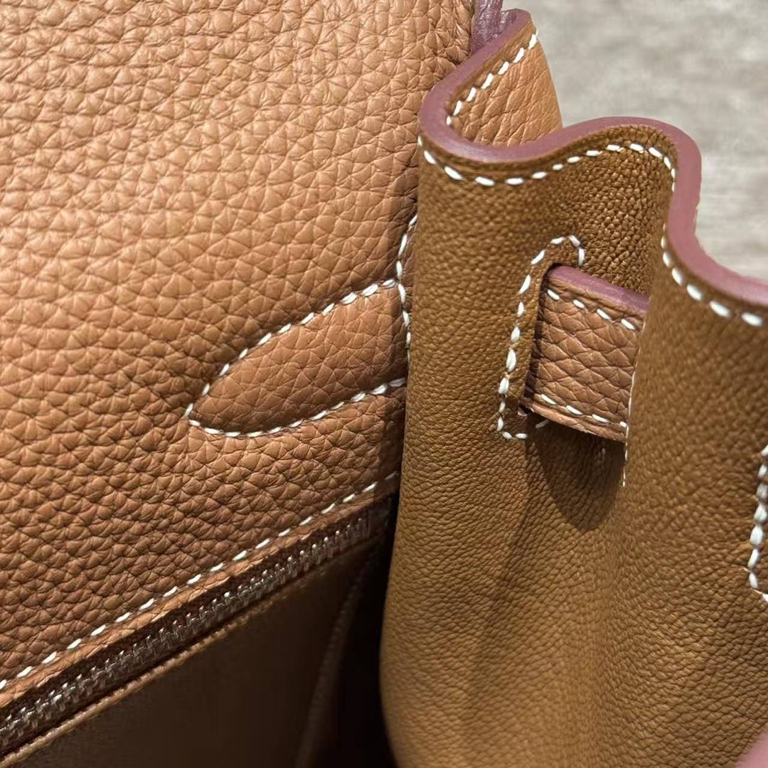 Hermes Kelly 32 Bag Handmade In Togo Calfskin Leather Silver Hardware 37 Gold - Image 17