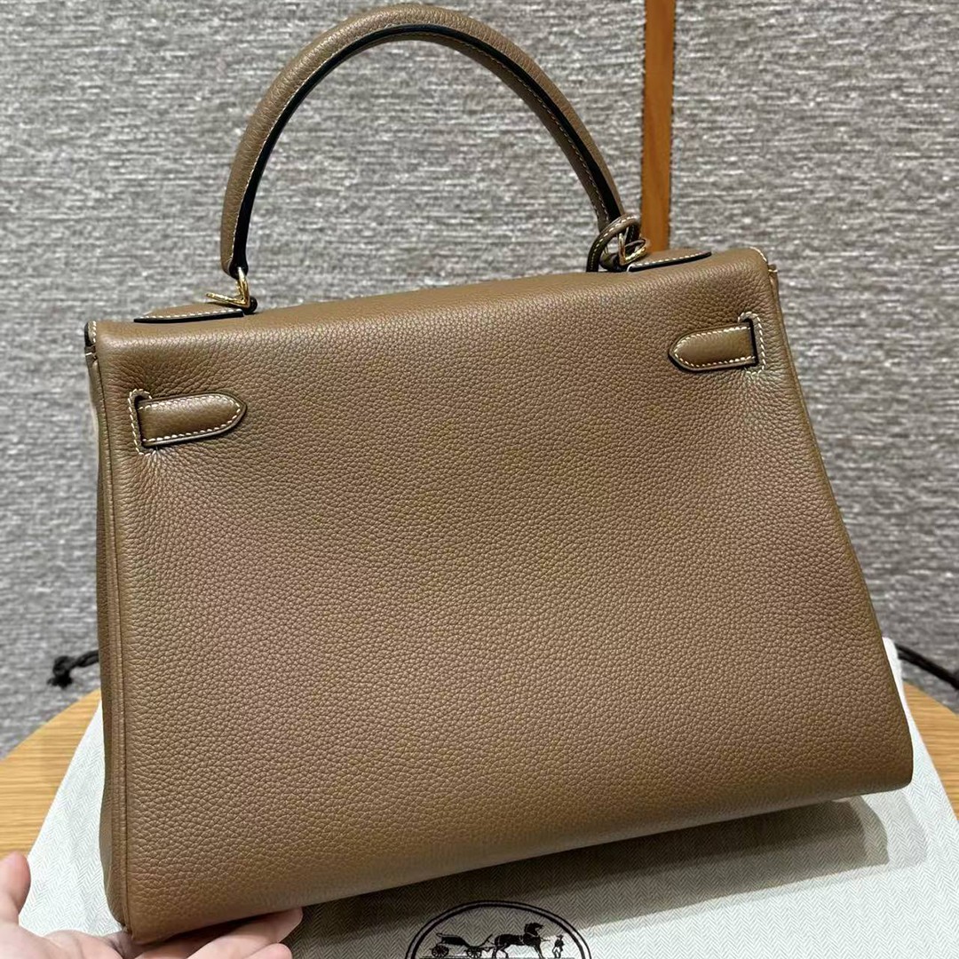 Hermes Kelly 32 Bag Handmade In Togo Calfskin Leather Gold Hardware 3G Alezan - Image 2