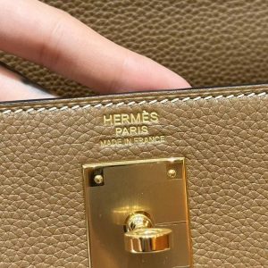 Hermes Kelly 32 Bag Handmade In Togo Calfskin Leather Gold Hardware 3G Alezan - Image 17