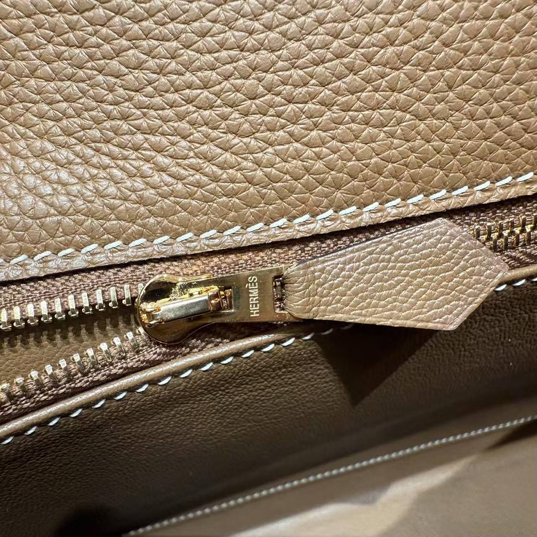 Hermes Kelly 32 Bag Handmade In Togo Calfskin Leather Gold Hardware 3G Alezan - Image 14