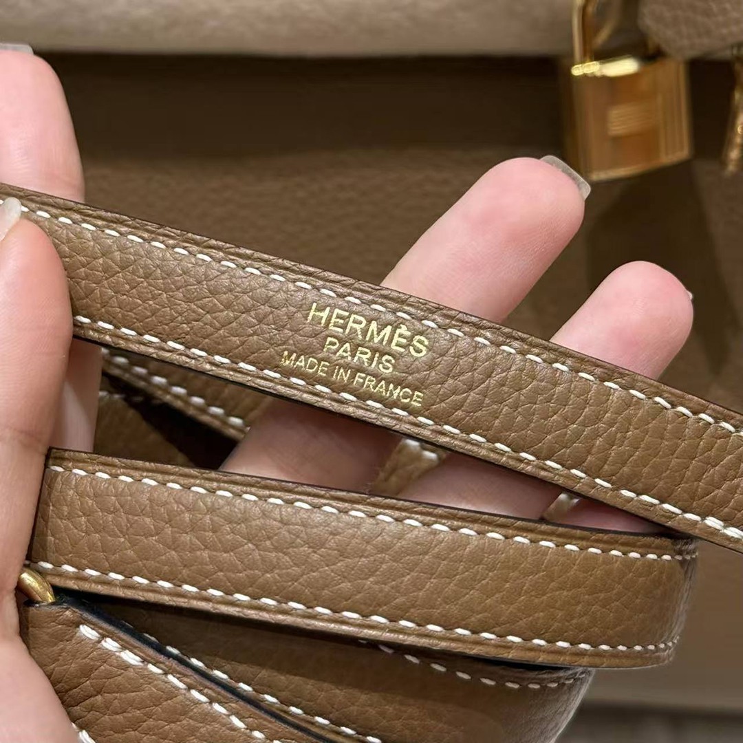 Hermes Kelly 32 Bag Handmade In Togo Calfskin Leather Gold Hardware 3G Alezan - Image 8