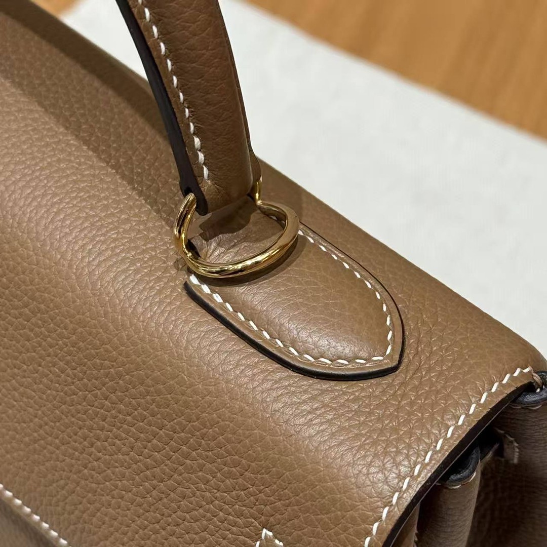 Hermes Kelly 32 Bag Handmade In Togo Calfskin Leather Gold Hardware 3G Alezan - Image 5