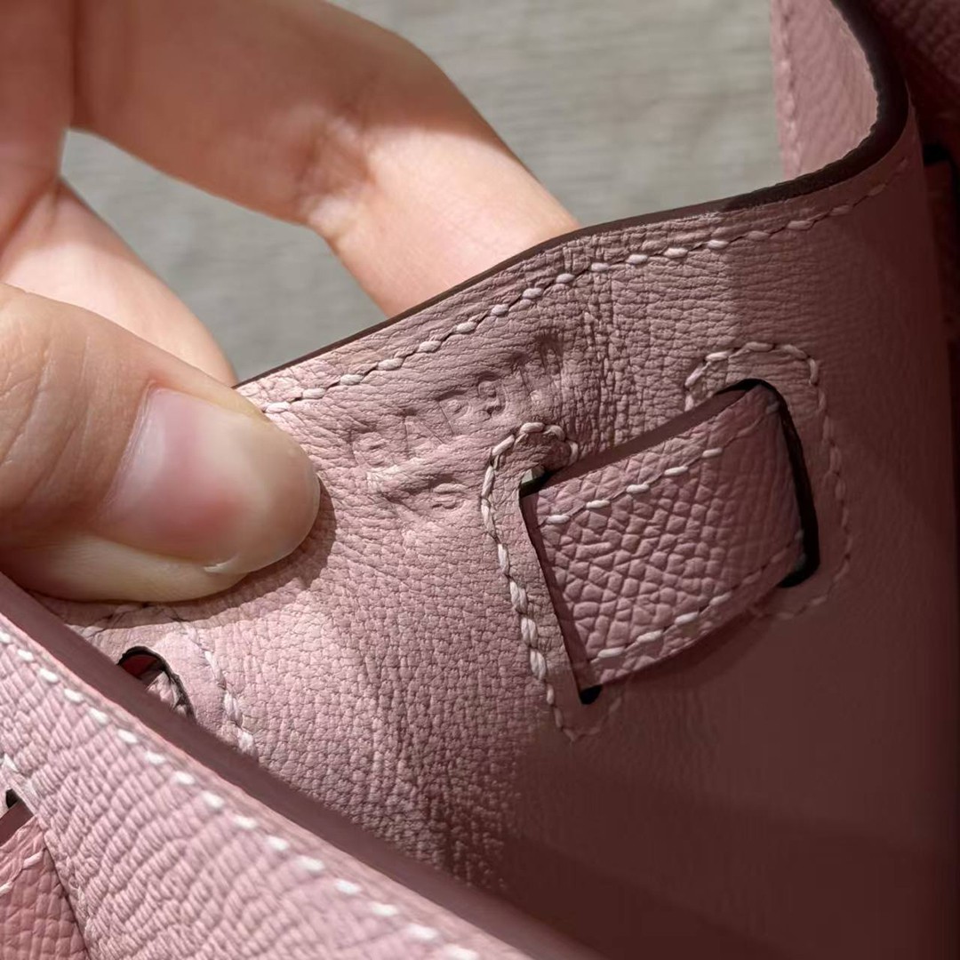 Hermes Kelly 32 Bag Handmade In Epsom Calfskin Leather Silver Hardware 3Q Rose Sakura - Image 13