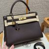 Hermes Kelly 32 Bag Handmade In Togo Calfskin Leather Gold Hardware 47 Chocolat