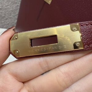 Hermes Kelly 32 Bag Handmade In Chèvre Calfskin Leather Gold Hardware 55 Rouge H - Image 15