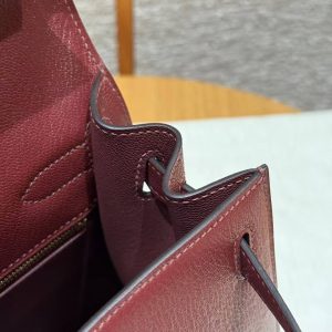 Hermes Kelly 32 Bag Handmade In Chèvre Calfskin Leather Gold Hardware 55 Rouge H - Image 9