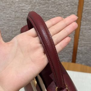 Hermes Kelly 32 Bag Handmade In Chèvre Calfskin Leather Gold Hardware 55 Rouge H - Image 5