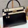 Hermes Kelly 32 Bag Handmade In Box Calfskin Leather Gold Hardware 89 Noir