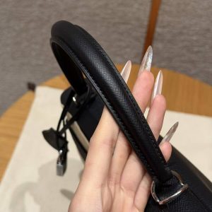 Hermes Kelly 32 Bag Handmade In Epsom Calfskin Leather Silver Hardware 89 Noir - Image 9