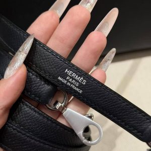 Hermes Kelly 32 Bag Handmade In Epsom Calfskin Leather Silver Hardware 89 Noir - Image 3