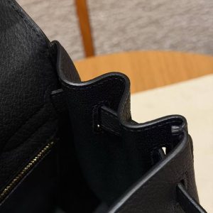 Hermes Kelly 32 Bag Handmade In Togo Calfskin Leather Gold Hardware 89 Noir - Image 11