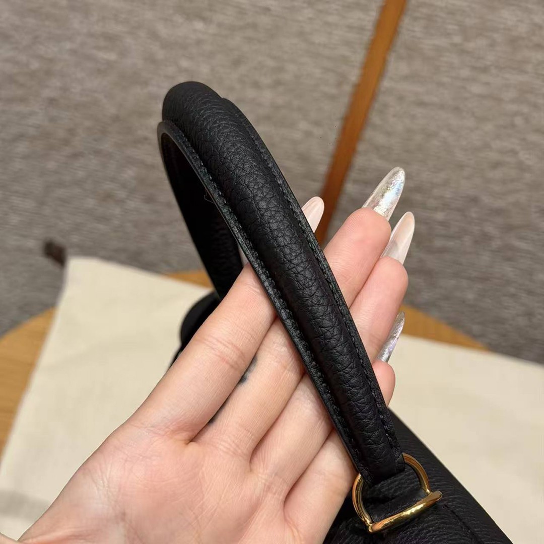 Hermes Kelly 32 Bag Handmade In Togo Calfskin Leather Gold Hardware 89 Noir - Image 7