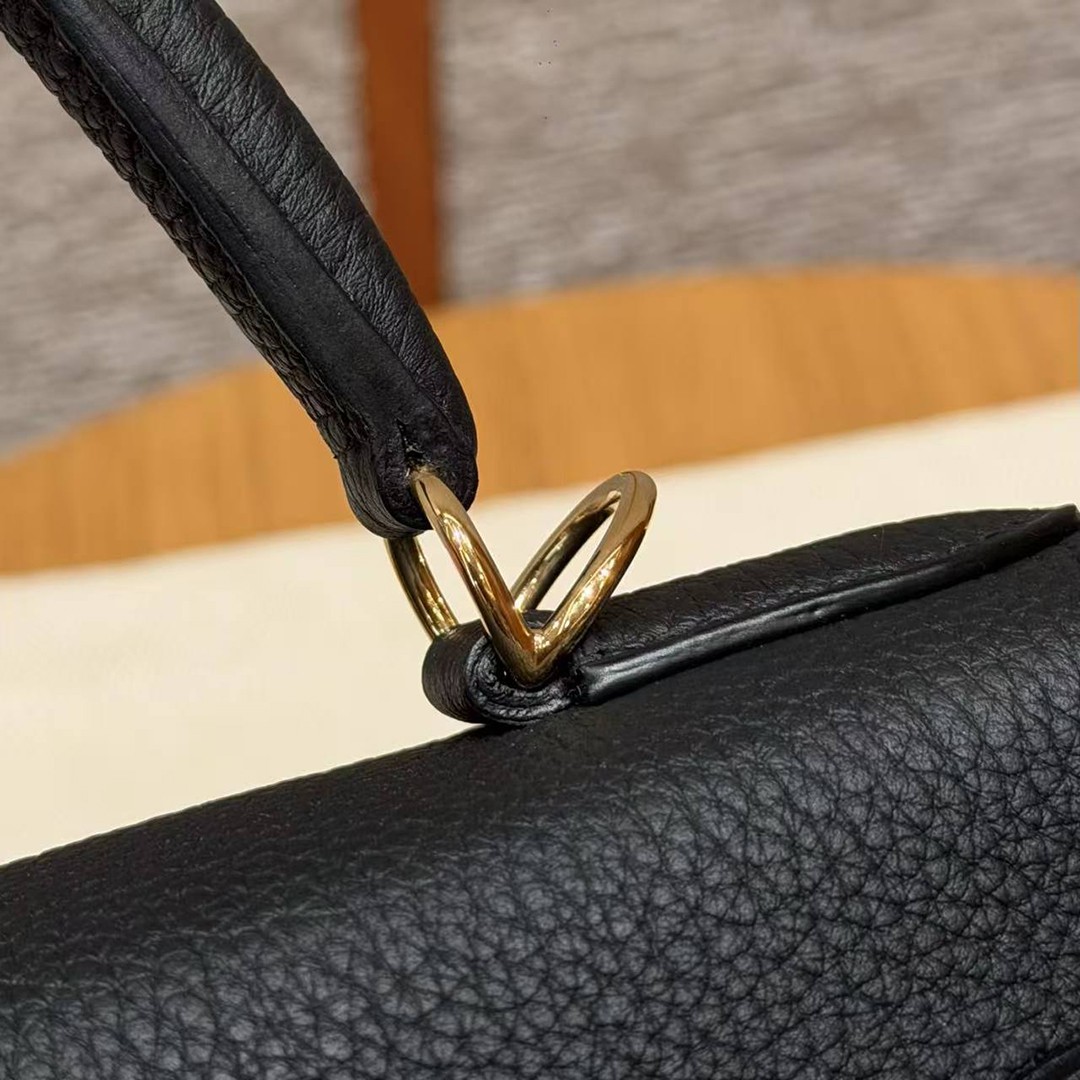 Hermes Kelly 32 Bag Handmade In Togo Calfskin Leather Gold Hardware 89 Noir - Image 6