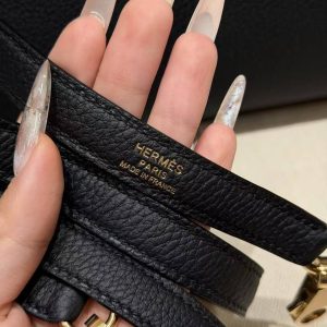 Hermes Kelly 32 Bag Handmade In Togo Calfskin Leather Gold Hardware 89 Noir - Image 3