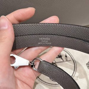Hermes Kelly 32 Bag Handmade In Epsom Calfskin Leather Silver Hardware 8F Etain - Image 16