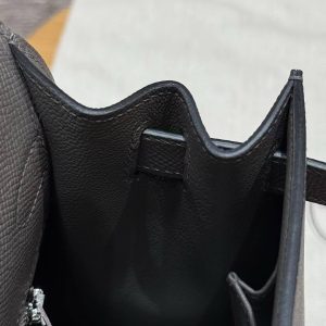 Hermes Kelly 32 Bag Handmade In Epsom Calfskin Leather Silver Hardware 8F Etain - Image 12
