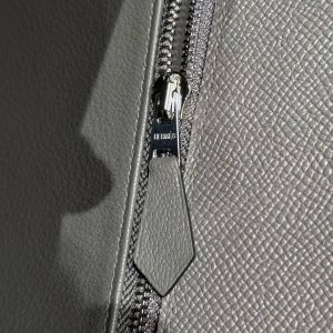 Hermes Kelly 32 Bag Handmade In Epsom Calfskin Leather Silver Hardware 8F Etain - Image 10