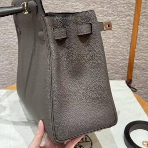 Hermes Kelly 32 Bag Handmade In Togo Calfskin Leather Rose Gold Hardware 8F Etain - Image 2