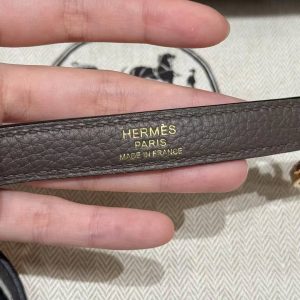Hermes Kelly 32 Bag Handmade In Togo Calfskin Leather Rose Gold Hardware 8F Etain - Image 16