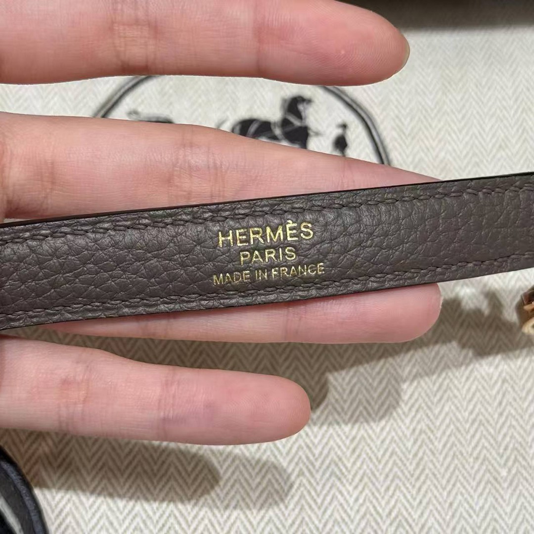 Hermes Kelly 32 Bag Handmade In Togo Calfskin Leather Rose Gold Hardware 8F Etain - Image 16