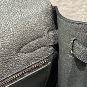 Hermes Kelly 32 Bag Handmade In Togo Calfskin Leather Rose Gold Hardware 8F Etain - Image 14