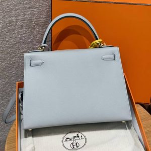 Hermes Kelly 32 Bag Handmade In Epsom Calfskin Leather Gold Hardware 8u Blue Glacier - Image 2