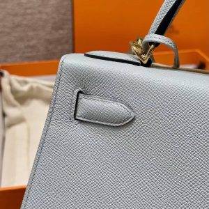 Hermes Kelly 32 Bag Handmade In Epsom Calfskin Leather Gold Hardware 8u Blue Glacier - Image 11