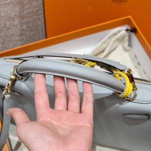 Hermes Kelly 32 Bag Handmade In Epsom Calfskin Leather Gold Hardware 8u Blue Glacier - Image 10
