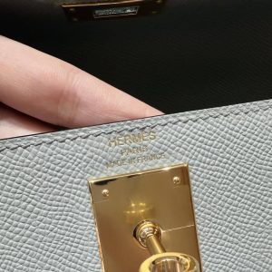 Hermes Kelly 32 Bag Handmade In Epsom Calfskin Leather Gold Hardware 8u Blue Glacier - Image 6