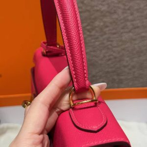 Hermes Kelly 32 Bag Handmade In Epsom Calfskin Leather Gold Hardware i6 Rose Extreme - Image 15