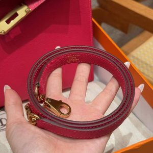 Hermes Kelly 32 Bag Handmade In Epsom Calfskin Leather Gold Hardware i6 Rose Extreme - Image 12